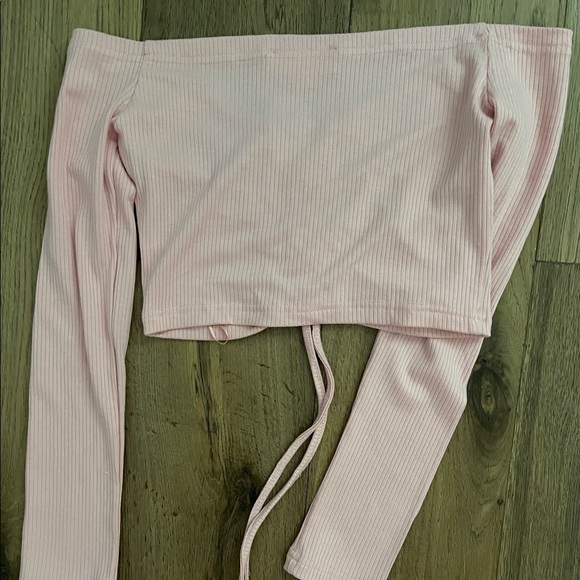 “ANGELA” DRAWSTRING OFF THE SHOULDER CROP TOP - Picture 5 of 5